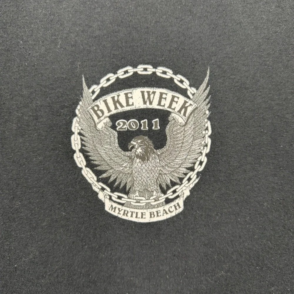 2011 Bike Week Myrtle Beach Eagle Graphic T-Shirt Black Mens Medium Jerzees Tag - Picture 7 of 7